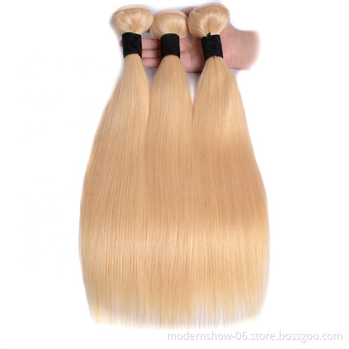 Unprocessed Cuticle Aglined Blond 613 Straight Virgin Human Hair Bundles With Lace Frontal